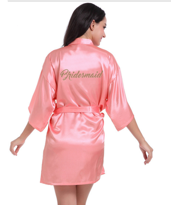 

Short Robe Bride Bridesmaid Silk Satin Kimono dressing Gown Sleepwear Bathrobe