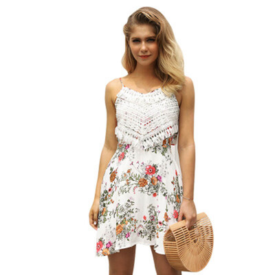 

2018 Summer Suit-dress New Pattern Sexy Camisole Dress Sleeveless Printing Skirt Goods In Stock