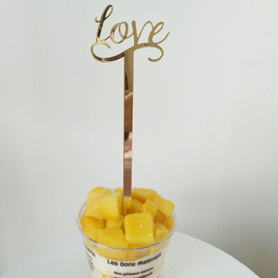 

MEYA Party Cake Toppers LOVE Gold Mirror Cake Cup Topper set of 8