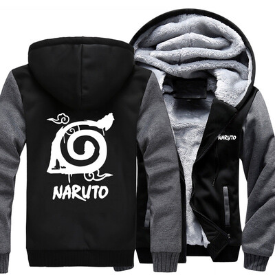 

2018 New Naruto Hoodie Anime Uchiha Sasuke Cosplay Coat Uzumaki Naruto Jacket Winter Men Thick Zipper Luminous Sweatshirts USA Siz