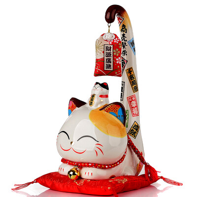 

Jingdong supermarket Jinshi factory Lucky cat ceramic shop opening creative gifts home furnishings to send friends long-tailed cat SC6033