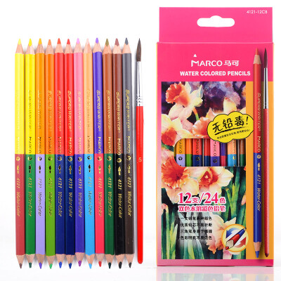 

Marco 4121-12CB Double-headed 24-color water-soluble color pencil / color pen / color lead 12 paper box