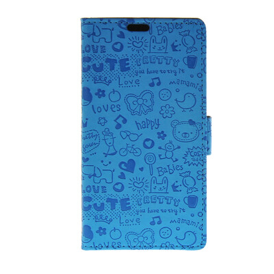 

MOONCASE Cute Little Witch Leather Side Flip Wallet Card Holder Stand Pouch ЧЕХОЛ ДЛЯ Sony Xperia C4 Blue