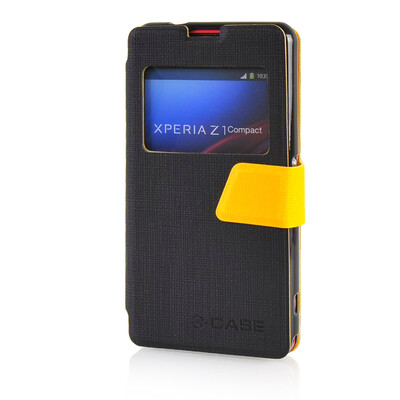 

MOONCASE View Window Leather Side Flip Pouch Ultra Slim Shell Back ЧЕХОЛ ДЛЯ Sony Xperia Z1 Compact （Z1 Mini ) Black