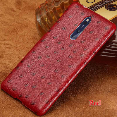 

Genuine Leather Phone Case For Nokia 6 8 Case Ostrich Texture Back Cover Plus Case