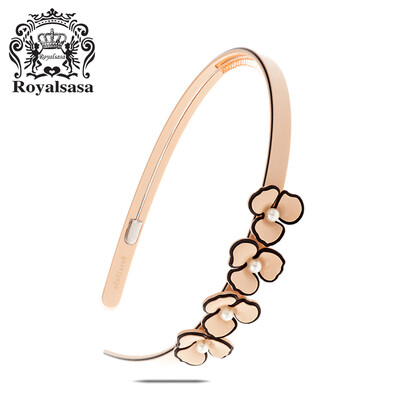 

Royalsasa Hair Accessories Hair Compression Hair Headband Acetate Plate Crystal Flower Headband Pink