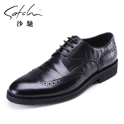 

Sha Chi breathable business dress mens lace Brock carved shoes 96561209Z black 42