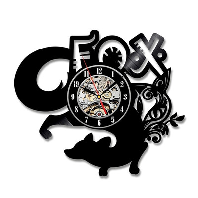 

Кварцевые виниловые записи настенные часы Fox Animals Design Vintage Creative Art Bedroom Decorating Ideas