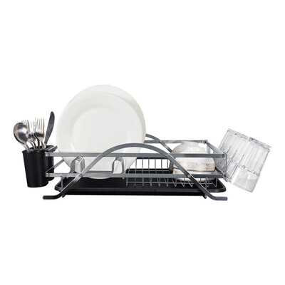 

Micoe Ships form US Dish Drainer Drying Rack 1 tier Tableware organizer with Cup Holder Large Capacity vegetable plate knife fork