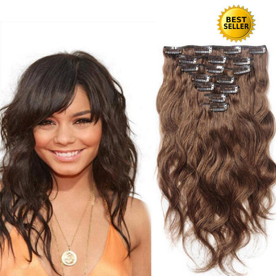 

Protea Body Wave Human Hair Clip 120gSet Brown Color In Extensions Full Head Set Peruvian Machine Made 100 Remy Hair Clips