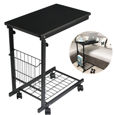 

MICOE Ships form US Height Adjustable with wheels Sofa side table slide under adjustable Console table with storage Black for Ent