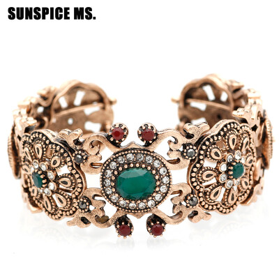 

SUNSPICE MS Vintage Turkish Women Love Bracelet Bangle Hollow Flower Cuff Pulseiras Charms Браслет Индийские украшения Этнические