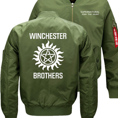 

SUPERNATURAL JOIN THE HUNT Bomber Flight Flying Jacket Winter thicken Warm Zipper Men Jackets Anime Mens Casual Coat