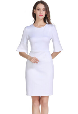 

Womens Elegant Bell-Sleeve Sheath Dress