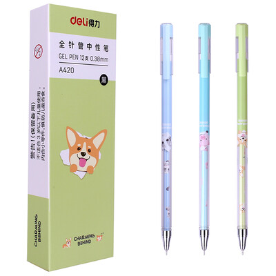

Deli deli cute pet series 038mm black gel pen full needle pen pen 12 pen box A420
