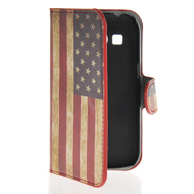 

MOONCASE U. American Flag Leather Side Flip Wallet Card Slot Stand Pouch Case Cover for Samsung Galaxy Ace Style LTE G357