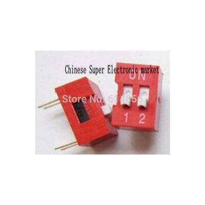

200pcs 2P 2 Position DIP Switch 2.54mm Pitch 2 Row 4 Pin DIP Switch
