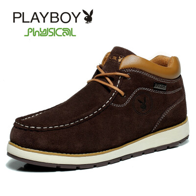 

PLAYBOY brand,Warm leather winter boots with suede,Leisure with cotton,Male snow boots,High-top,Men's shoes