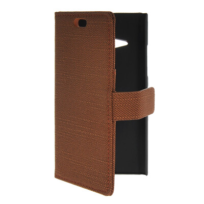 

MOONCASE Slim Leather Side Flip Wallet Card Slot Pouch with Kickstand Shell Back Case Cover for Nokia Lumia 730 Brown