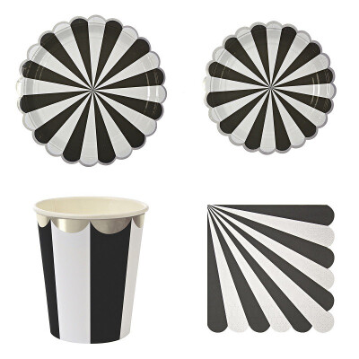 

FANLUS Party Disposable Set 16 Dinner Plates&8 Paper cups Napkins 20 Count Heavyweight Paper Plates for Upscale Wedding