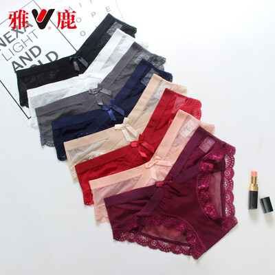 

YALU Ladies Sexy Thin Transparent Underwear Briefs 4 PCs Random Color