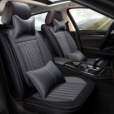 

Qiaodi car seat leather ice silk four seasons universal seat cushion luxury seat cushion seat cover texture gray