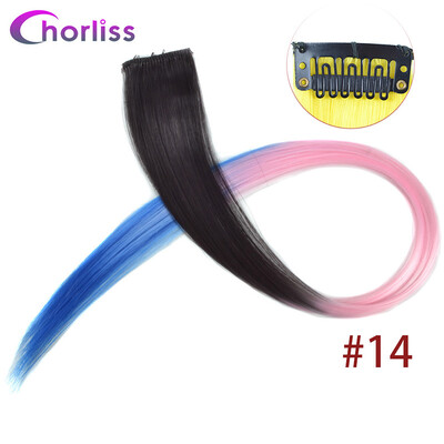 

Chorliss Clip In Hair Extensions 50Cm 20 Inch Long Colorful One Piece Synthetic Straight Fake Hair one Tone Pink Purple Blue