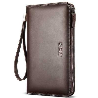 

Golf GOLF Mens Hand Bag Top Layer Leather Clutch Bag Large Capacity Clutch Bag Brown