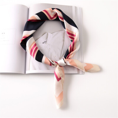 

Guttavalli Women Fashion Plaid Geometric Square Tie Small Chevron Summer Female Skinny Scarf Bohemia Stripes Satin Scarves