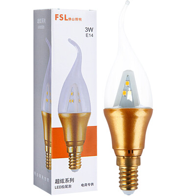 

Jingdong Supermarket] Foshan Lighting (FSL) LED wax tip bubble energy saving lamps E14 small screw mouth pull tail foam daylight color 6500K 3W Hyun gold