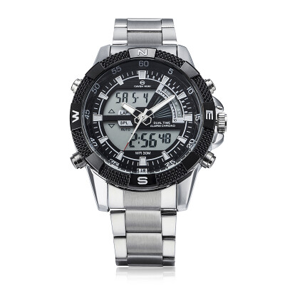 

SHARK WH320 Mens Analog Digital Date Dual LCD Dispaly Sport Quartz Army Watch