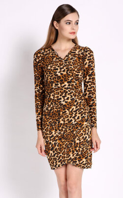 

Sexy Women's Leopard Long Sleeve Slim Bodycon Party Cocktail Evening Mini Dress