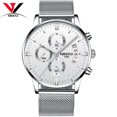 

NIBOSI кварцевые наручные часы Мужские часы Мужские часы Мода Top Brand Luxury Wristwatch Mesh Strap Нержавеющая сталь Водонепроницаемый Relogios