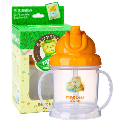 

Jingdong Supermarket] Mittle Bear ( & N BEAR) baby grip cartoon suction cup 200ml children with a handle to learn to drink cup drinking water cup