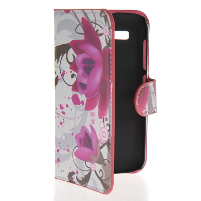 

MOONCASE Flower style Leather Side Flip Wallet Card Slot Stand Pouch чехол для Huawei Ascend Y520