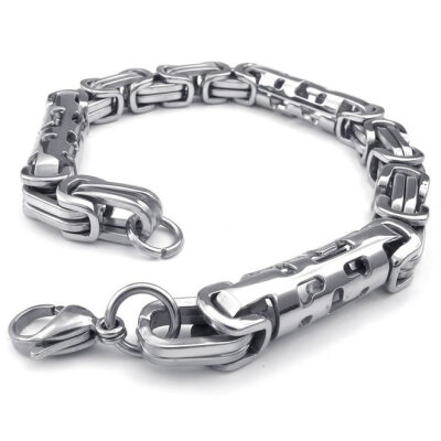 

Hpolw Mens silver Stainless Steel Biker Links Lobster Clasps Bracelet and hollow beautiful design Bracelet,8mm(0.3") Length: 9"(