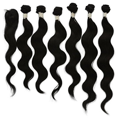 

16" 18" 20" 6Bundles 300g Natural Black Peruvian Body Wave Virgin Hair Weft Human Hair Extension