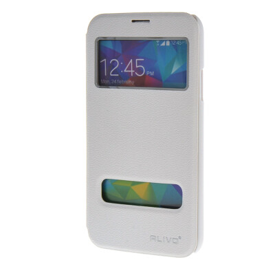 

MOONCASE Samsung Galaxy S5 I9600 Case View Slim Leather Flip Pouch Bracket Back Cover White