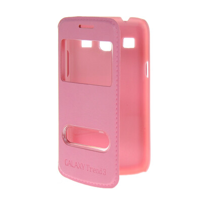 

MOONCASE View Window Leather Side Flip Pouch Shell Back Case Cover for Samsung Galaxy Core Plus G3500 / Trend 3 G3502 Pink