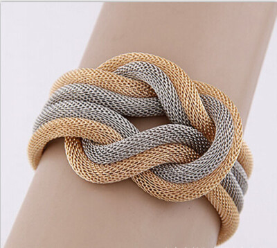 

Fashion Simple Alloy Twist Braided Woven Women Bangle Handmade Bracelet