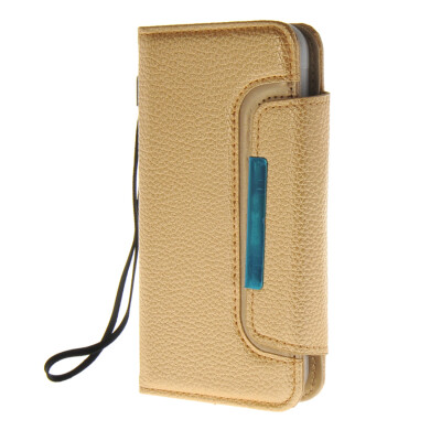 

MOONCASE Wrist Strap Multi Purpose Flip Leather Wallet Card Pouch Back Case Cover for Samsung Galaxy S6 Gold