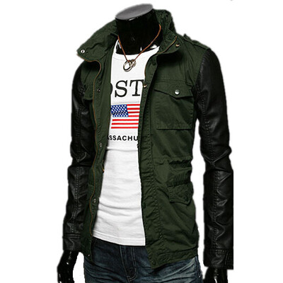 

Zogaa New Autumn And Winter Mens Jacket PU Splicing Casual Fashion