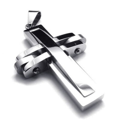 

Hpolw Newest Design Stainless Steel 925 Sterling Silver Polished Cross Mens Womens Pendant with 18-26 inches Chain