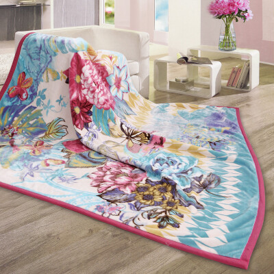 

【Jingdong Supermarket】 Fu Anna FUANNA Window Flower Series Blanket Blanket Double Layer Cloud Blossom Core Butterfly Fan 180 * 200CM Pink