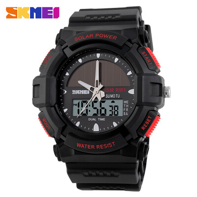 

Mens Solar Powered Dual Time Zones Sporty Wrist Watch