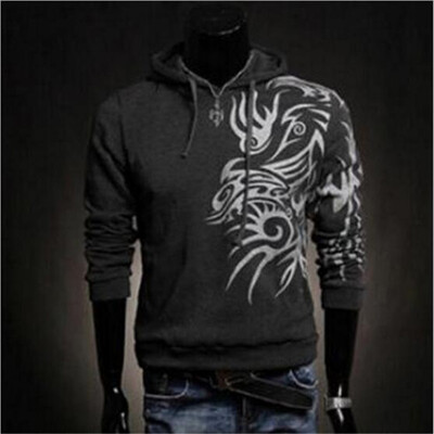 

Mens long sleeved sweater wholesale trade Korean fashion dragon stamp hooded hoodies coat trade