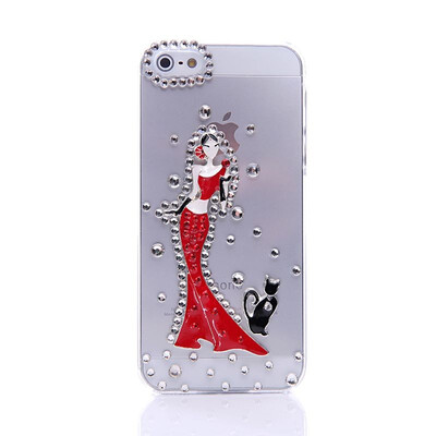 

PC Protective Beauty In Red Hard Case Cover Skins For iPhone 55S 44S Luxury