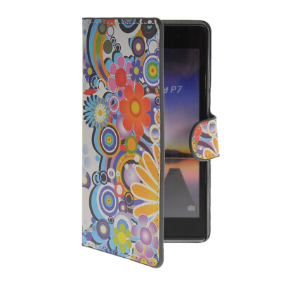 

MOONCASE Flower style Leather Side Flip Wallet Card Slot Stand Pouch Case Cover for Huawei Ascend P7