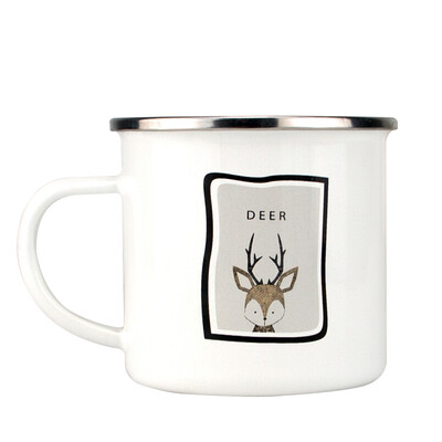 

Ke Ruiyi Creative Deer Enamel Cup Vintage Enamel Cylinder Office Hand Cup Coffee Cup Drinking Cup Single Handle Cup Mouth Cup Milk Cup Tea Crocker Gift Gift Giveaway Prize