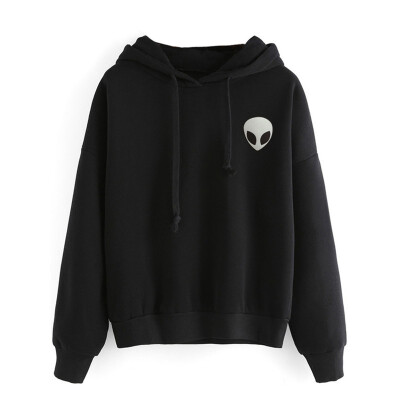 

2018 Female Fashion Sweatshirt Women Brand Long Sleeve Embroidery ET Aliens Hoodies Loose Fleece Hoodies Pullover